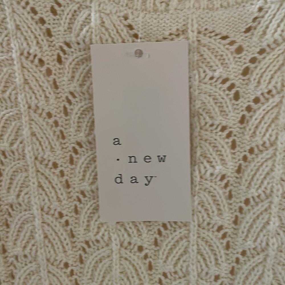 A New Day Pointelle Knit Sweater Dress | NWT | Cream | Scalloped Hem - Picture 8 of 8